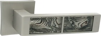 Produktbild von DOMINO Türgriff Drückergarnitur | Türklinke für Zimmertür, Bürotür, Kellertür & Innentür | Türbeschläge aus Znal | Bronze Türdrückergarnitur| TIGER-QR M91 BLACK