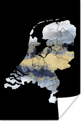 Produktbild von MuchoWow® Poster Karte von Europa - Blau - Schwarz 120x180 cm - Kunstposter