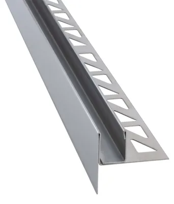 Produktbild von Dalsys Gefällekeil Dusche 120cm, Höhe 19mm, Links Silber U-Profil zur Glasaufnahme für ebenerdige Dusche, aus korrosionsbeständigem V2A Edelstahl