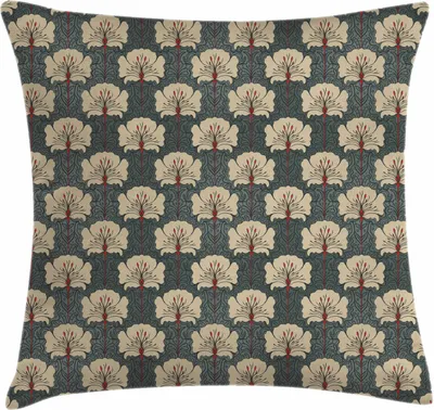 Produktbild von ABAKUHAUS Blumen Kissenbezug, Art Nouveau Stil Romantische Blumen Wiederholendes Motiven Retro Muster, 50 x 50 cm, Tan Grau Vermilion