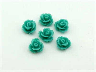 Produktbild von Vintageparts Röschen Cabochon türkis 10 mm, 10 Stück
