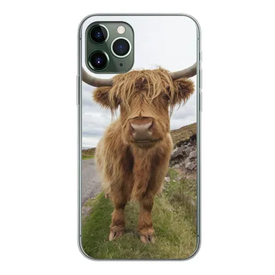 Produktbild von MuchoWow® Handyhülle Schutzhülle Hülle für iPhone 11 Pro Schottischer Highlander - Hörner - Berg Silikon Softcase Handy Hülle - Handy