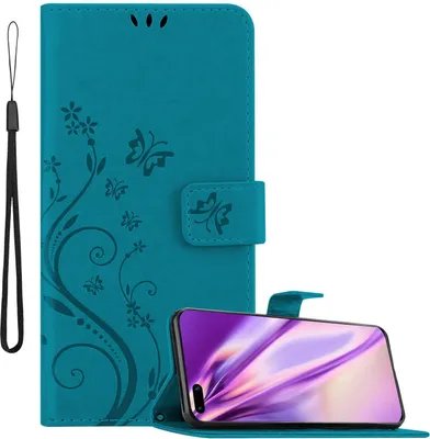 Obrázok produktu pre Cadorabo Puzdro pre Huawei P40 Ochranný kryt v modrej farbe Puzdro na mobilný telefón Kryt Puzdro Flowers Flower