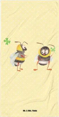 Produktbild von Mr. & Mrs. Panda Handtuch Hummeln Kleeblatt - Gelb Pastell - Geschenk, Lustige Sprüche, Badehandtuch, Reisehandtuch, Spruch Fröhlich, glücklich sein, Frottee-Handtuch