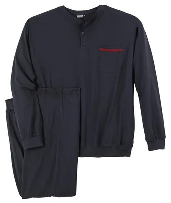 Produktbild von Adamo Pyjama Übergröße navy Knopfleiste