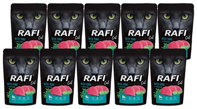 Zdjęcie produktu dla Mokra karma dla kotów sterylizowanych Rafi Cat Adult z tuńczykiem zestaw 10 x 100 g