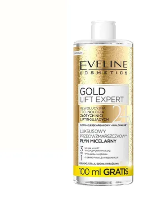 Produktbild von Eveline Cosmetics Gold Lift Expert – reinigendes, feuchtigkeitsspendendes Mizellenwasser – 12er Karton