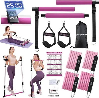 Zdjęcie produktu dla Drążek do pilatesu z taśmą oporową, żelazny, lateksowy do domowej siłowni