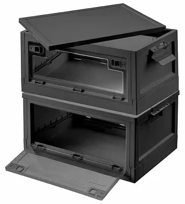 Image de 2 boîtes de rangement pliables 45 L AB-130 - coloris noir