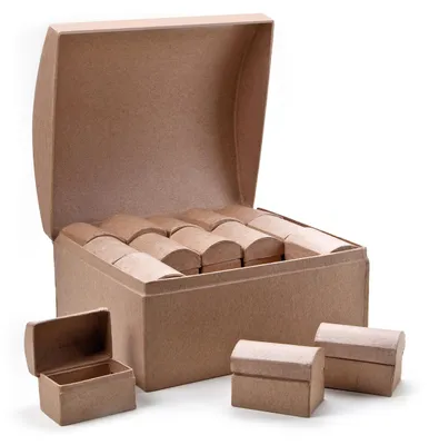 Image de EDUPLAY 210266 30 x mini coffres au trésor 6 x 3,8 x 4,1 cm, carton cadeau d'anniversaire pour enfants àReproductioner, naturel, 30 pièces (1 set)