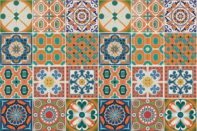 Produktbild von Fliesenaufkleber 15x15 cm – 24 Stück – Selbstklebend – Wasserfest – Pflegeleicht – Hitzebeständig – Für Küche & Bad – Orientalische Komposition