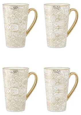 Produktbild von Tassen, weiß, abstraktes Design – Set mit 4 Stück