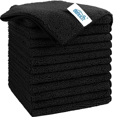 Produktbild von Mikrofasertücher Putztücher - 29 x 29 cm - 12 Stück - Schwarz - Für Küche, Bad und Auto