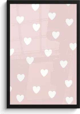 Produktbild von MuchoWow® MuchoWow® Gerahmtes Poster Herz - Muster - Kinder - Rosa - Mädchen - Baby - Mädchen 40x60 cm - Poster mit zchwarzem Bilderrahmen - Papierdruck - Wandbilder