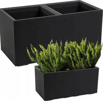 Immagine prodotto di Vaso da fiori Lamela | a scacchiera | 80 cm | cemento nero