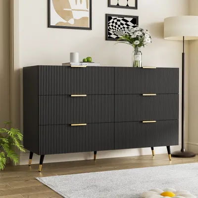 Produktbild von UnboxG Kommode, Aufbewahrungsschrank, 6 Schubladen, Sideboard 120 L x 77 B x 40H(cm)