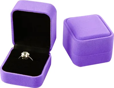 Produktbild von Schmuck-Ohrring-Ring-Display-Aufbewahrungsorganisator, quadratischer Deckel, offene Box, Geschenk-Lila