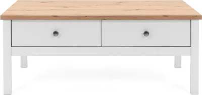 Immagine prodotto di Calicosy - Tavolino 2 cassetti L100 cm - Decorazione bianco e legno