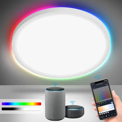 Produktbild von Smart LED Deckenleuchte 24W für Badezimmer mit Bluetooth - Küchenlampe, RGB dimmbar - Flur