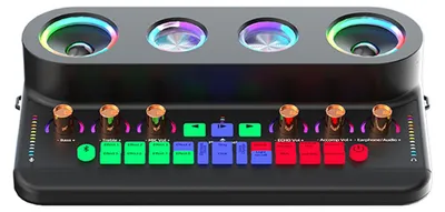 Obrázok produktu pre Zvuková karta a audio zariadenie pre podcasty, prenosný karaoke systém, multifunkčná dobíjateľná zvuková karta s podporou Bluetooth, elektrické zariadenie na ozvučenie s DSP