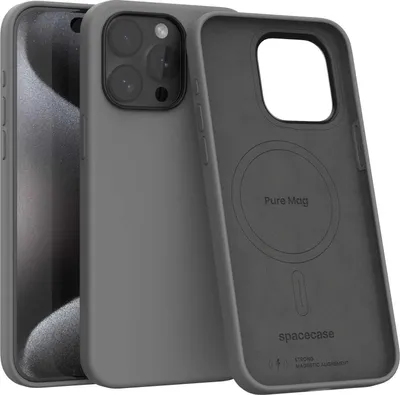 Image de Coque magnétique en silicone pour Magsafe SPACECASE Pure Mag pour iPhone 15 Pro Max Gris