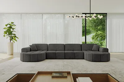 Produktbild von ALTDECOR Ecksofa in U-Form Livo-U2 - 400x173x79,5 cm Dunkelgrau - Corner Sofa Bett Eckcouch Couch L-Form Wohnlandschaft Cauchsofa
