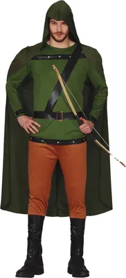 Produktbild von Mittelalter Bogenschütze Kostüm Set Umhang Waldcharme Karnevalskostüm Abenteuer Ausrüstung Fantasy Musketier Inspiration Robin Hood, Größe: 48 - 50 (M) Farbe: Grün