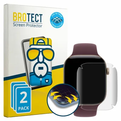Produktbild von 2x BROTECT Fullscreen Schutzfolie für Apple Watch Series 12 (46 mm) Displayschutz Folie Fullcover Klar Transparent