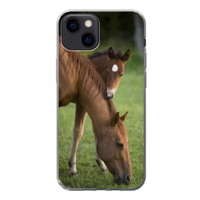 Produktbild von MuchoWow® Handyhülle Schutzhülle Hülle für iPhone 13 mini Pferde - Gras - Porträt Silikon Softcase Handy Hülle - Softcase