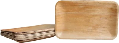 Produktbild von 10x rechteckige Teller aus Palmblatt 15 x 23 cm