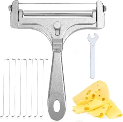 Produktbild von Handheld Käseschneider Edelstahl, 8 Austauschdrähte, Schlüssel, für Käse und Butter