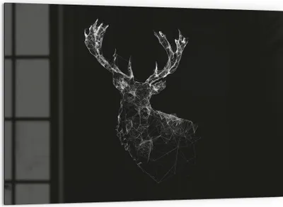 Produktbild von DEQORI Küchenrückwand Glas 60x40 cm 'Digitalisierter Hirsch' Spritzschutz Bad Rückwand
