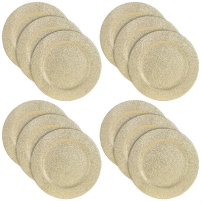 Produktbild von com-four® 12x Platzteller als Tischdekoration - wiederverwendbare Unterteller - funkelnde Dekoteller für Hochzeit, Familienfeier oder Weihnachten - Charger Ø 33 cm