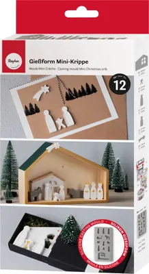 Produktbild von Rayher Silikon Gießform Mini Krippe, 26 x 14,5 x 1 cm, DIY Gips, Beton, Harz, Seife