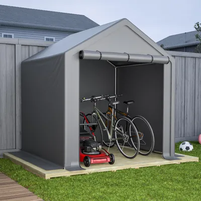 Produktbild von Laiham Garagenzelt 190x170x200cm, mobil, wasserdicht, UV-beständig, Grau, aus PE mit Stahlrahmen, abnehmbare Rolltür mit Doppel-Reißverschluss, einfache Montage, ideal als Lagerzelt, Fahrrad- & Motorradgarage oder Gerätehaus