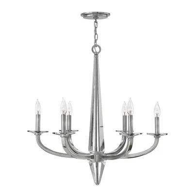 Zdjęcie produktu dla Żyrandol Ascher polerowany nikiel 6xE14x60W kryształ wym:395,1x71,1x71,1cm IP20 Quintiesse