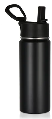 Isolierflasche 532 ml, Edelstahl, doppelwandig, mit Strohhalmdeckel