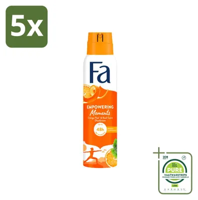 Imagen del producto de 5 aerosoles desodorantes Fa "Empowering Moments" - 150 ml - Pack grande - 5 unidades