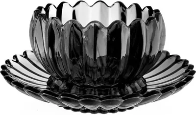 Image de Verres à dessert avec soucoupe, set de 12 coupes en verre - Lotus Design Noir