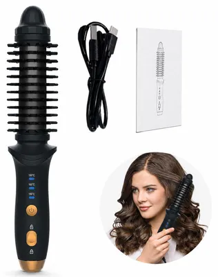 Produktbild von Akku Lockenbürste, kabellose Heizbürste mit 3 Temperaturstufen 150-180°C, elektrischer Haarstyler für Locken & glattes Haar, USB-C Reise Stylinggerät