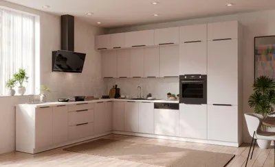 Produktbild von Winkelküche COMO XL 290x350 Küchenzeile Eckküche Küche Kaschmir beige + Weiß matt mit XXL Stauraum