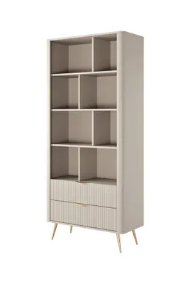 Zdjęcie produktu dla Regał AVENTO Beżowy z 2 Szufladami – Elegancja i Funkcjonalność w Stylu Glamour