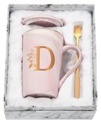 Produktbild von Kaffeetasse mit Blumen Motiv und Initialen, 400ml, Rosa