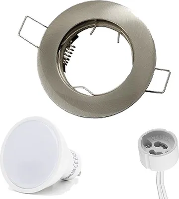 Produktbild von LED Line® Einbaustrahler GU10 Ø65mm Bohrloch Aluminium inkl. GU10 5W Warmweiß 350 Lumen LED Leuchtmittel Satin Rund