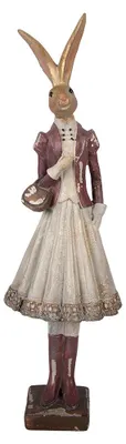Produktbild von Clayre & Eef Dekorationsfigur Kaninchen 10x9x32 cm Goldfarbig Kunststoff