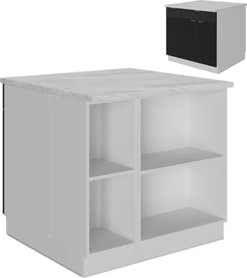 Produktbild von Kücheninsel Vicco Fame-Line Schwarz gestreift 90 cm mit Schublade, ohne Arbeitsplatte, Model 51111