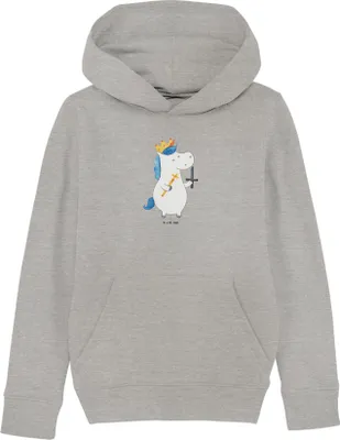 Produktbild von Mr. & Mrs. Panda Kinderpullover Einhorn König mit Schwert 12-14 Jahre (152/164) - Heather Grey - Geschenk, Pullover, Hoody, Unicorn, Sweater, Mittelalter, Sweatshirt