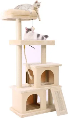 Obrázok produktu pre škrabadlo - Krémové - S hojdacou sieťou - Vhodné pre mačiatka - 127 cm