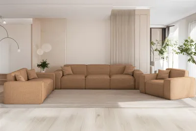 Produktbild von Sofaset Designersofa CELES PREMIUM 3-2-1 in Stoff Artico Rostbraun