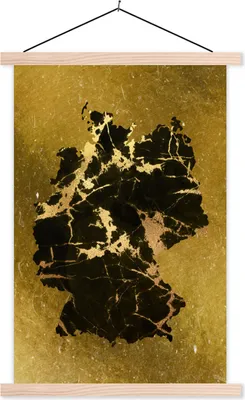 Produktbild von MuchoWow® Textilposter Karte - Deutschland - Grün 120x180 cm mit holzfarbenen Rahmen - Textil-Plakat